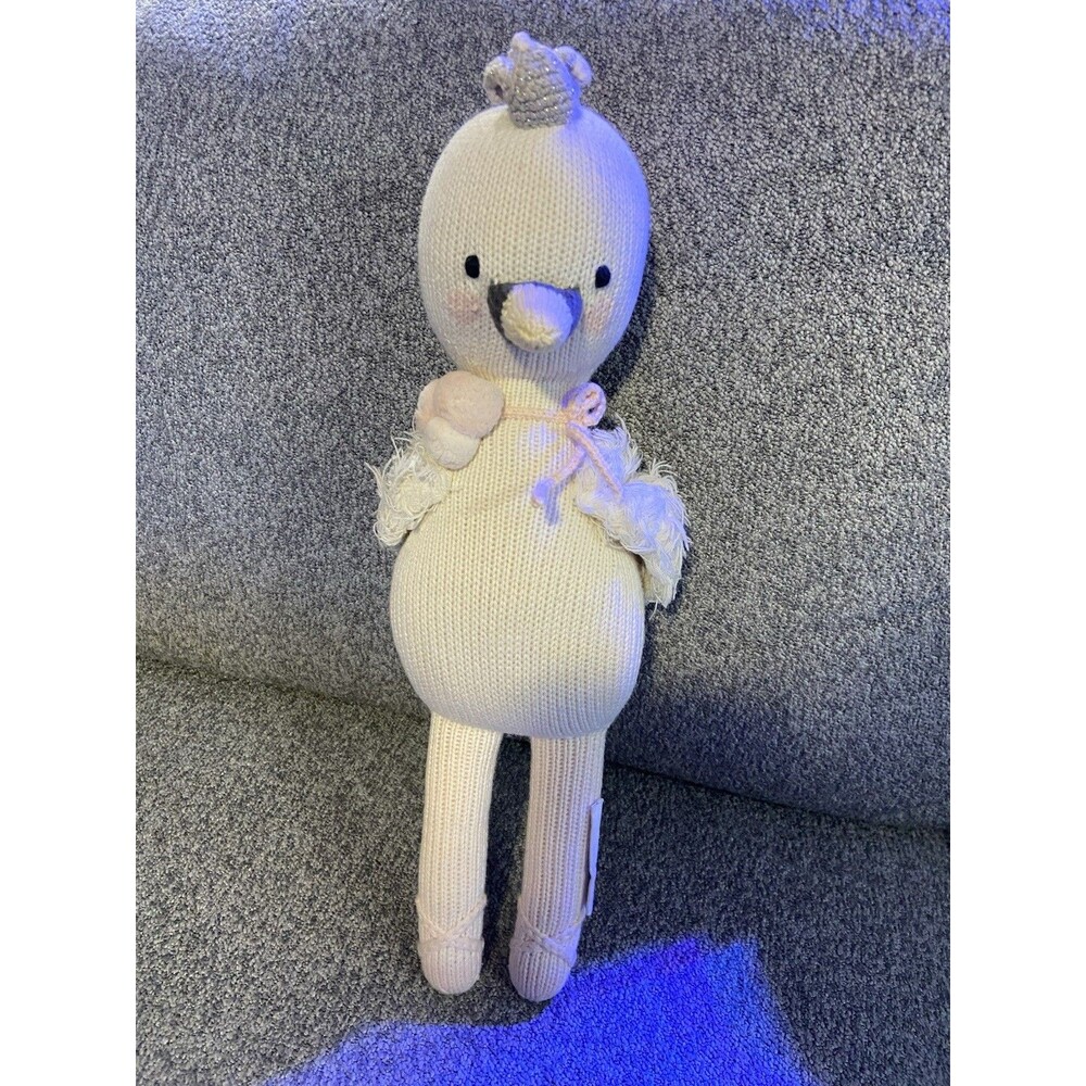 Cuddle + Kind Harlow the Swan Plush Stuffed Animal Knit Doll Toy Handmade
